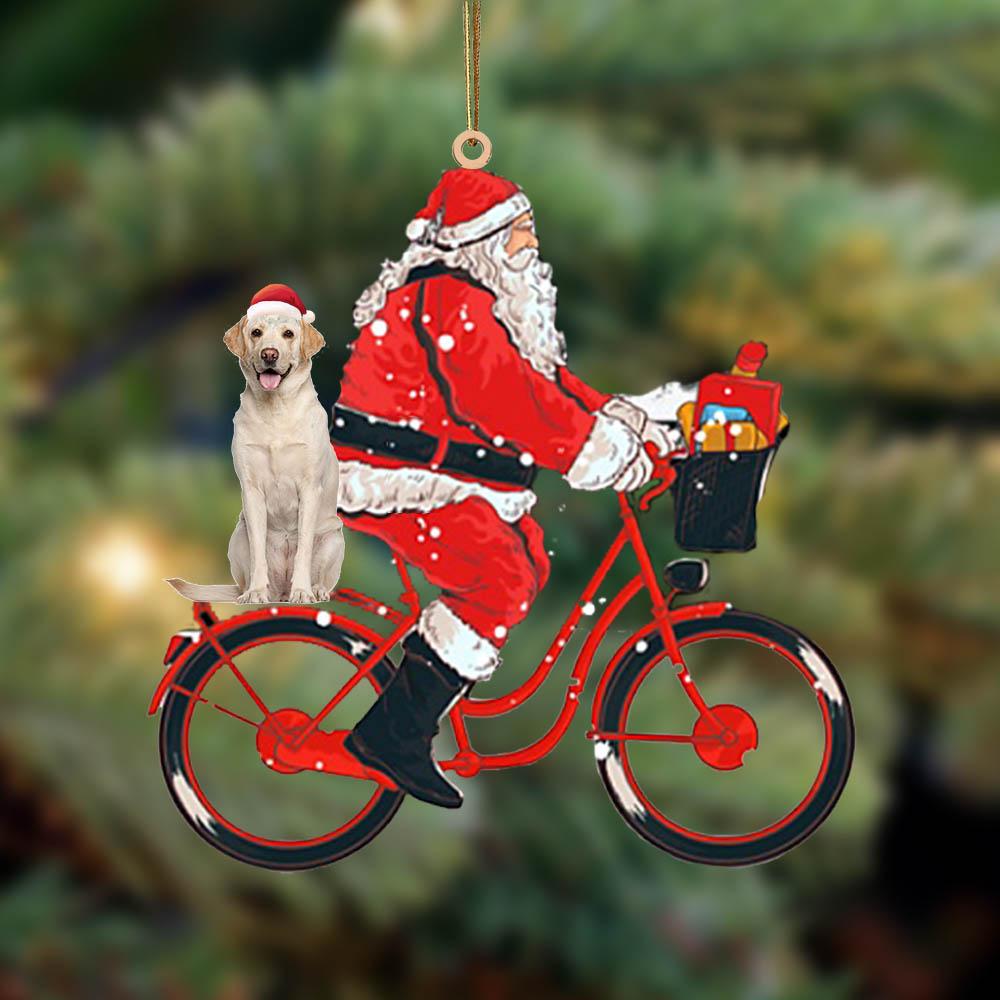 Santa Claus Riding A Bike With Labrador_2-Two Sided Ornament - Best gifts your whole family