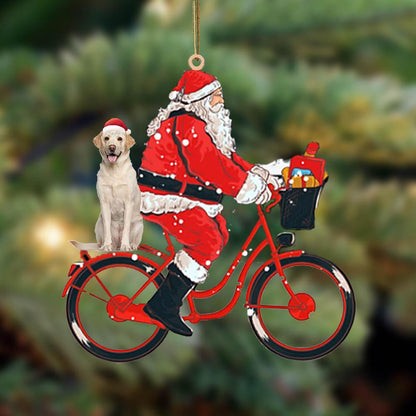 Santa Claus Riding A Bike With Labrador_2-Two Sided Ornament - Best gifts your whole family