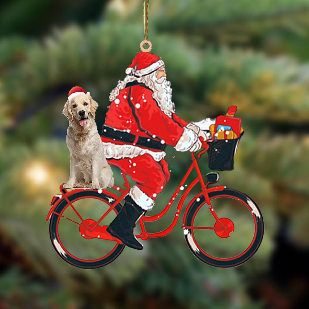 Santa Claus Riding A Bike With Labrador_3-Two Sided Ornament - Best gifts your whole family