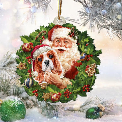 Santa Holds The Cavalier King Charles Spaniel-Two Sided Ornament - Best gifts your whole family