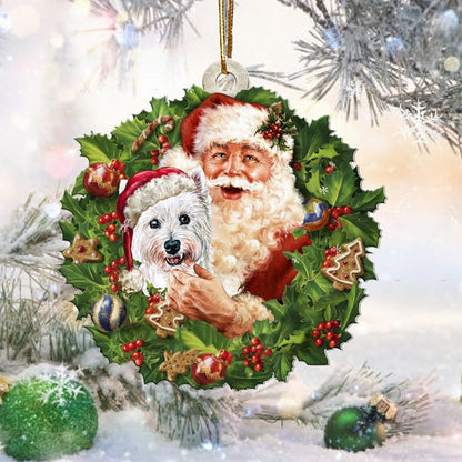 Santa Holds The West Highland White Terrier-Two Sided Ornament - Best gifts your whole family