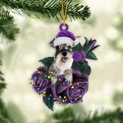 Schnauzer In Purple Rose Christmas Ornament Christmas Gift To Dog Lover - Best gifts your whole family