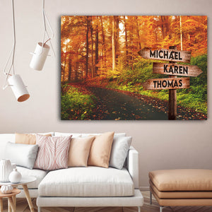 Autumn Forest - Street Signs Canvas