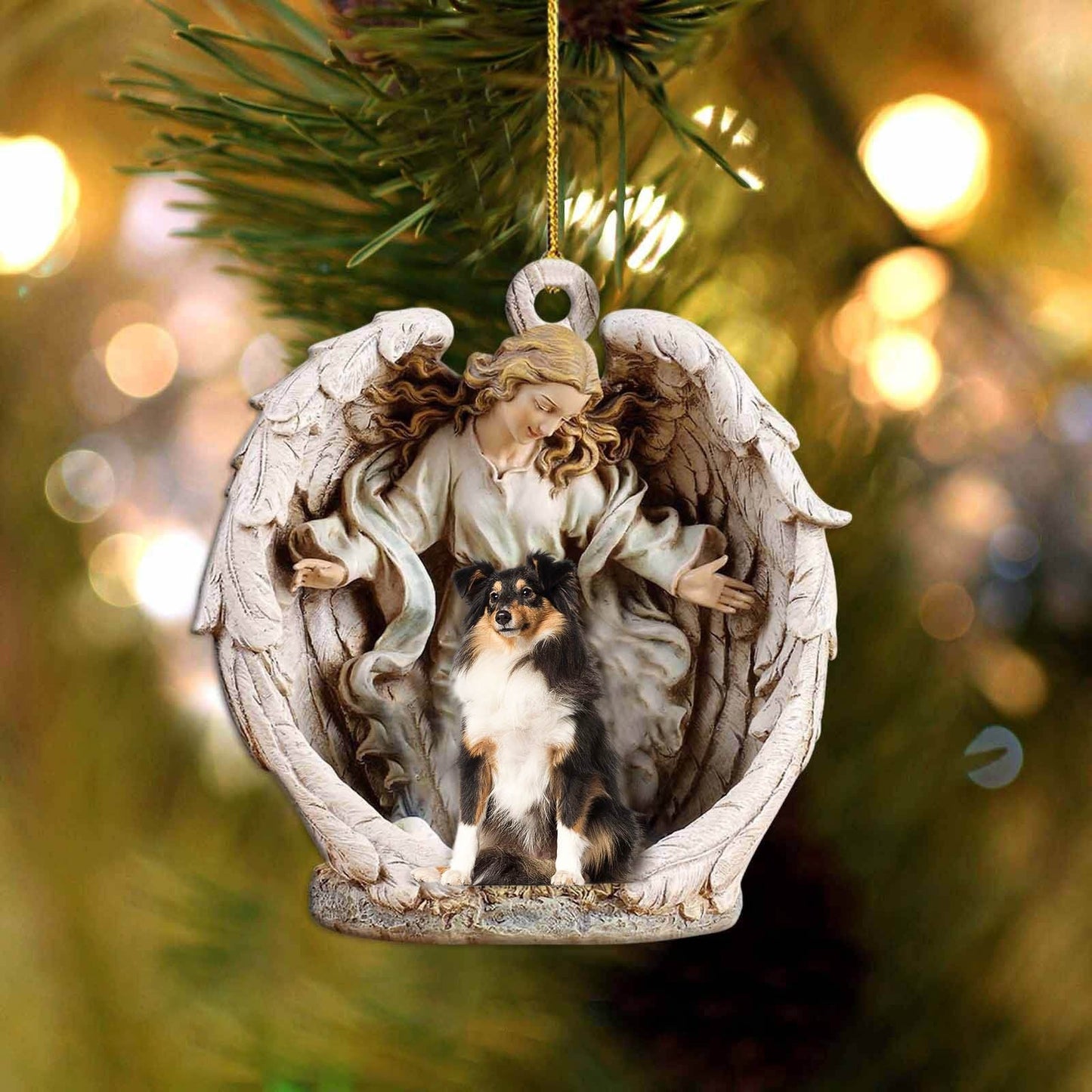 Shetland Sheepdog-Angel Hug Winter Love Two Sided Ornament - Best gifts your whole family