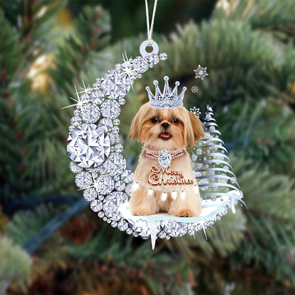 Shih Tzu Diamond Moon Merry Christmas Ornament 2023 Christmas - Best gifts your whole family