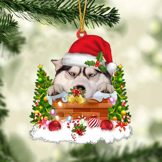Siberian Husky In The Chimney Hanging Ornament Dog Christmas Ornament - Best gifts your whole family
