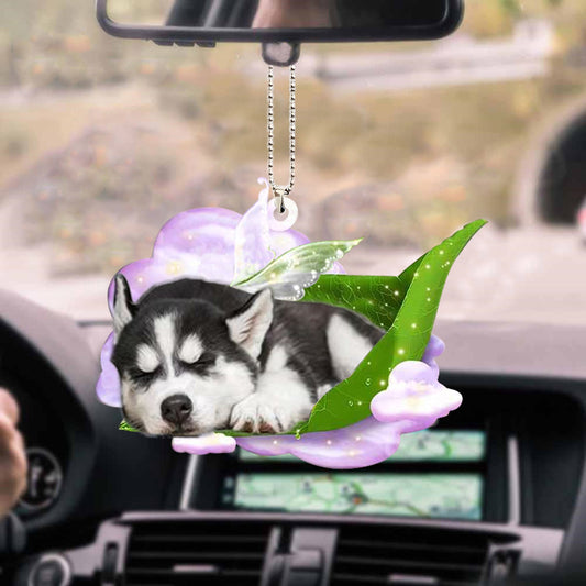 Siberian Husky-Sleep On Fallen Leaves-Two Sided Ornament - Best gifts your whole family