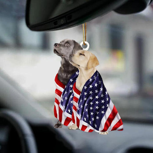 Silver And Yellow Labrador Retrievers American Patriot Flag Two Sided Ornament - Best gifts your whole family
