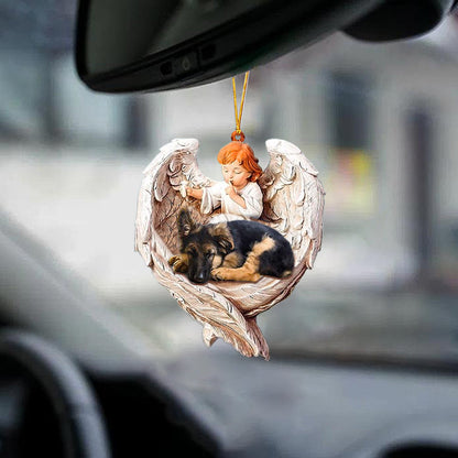 Sleeping German Shepherd Protected By Angel Car Hanging Ornament Godmerch - Best gifts your whole family
