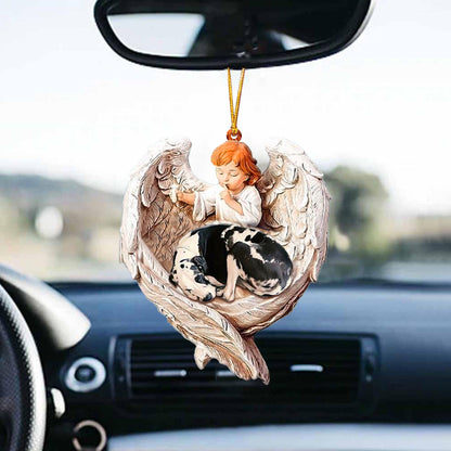 Sleeping Great Dane Protected By Angel Car Hanging Ornament - Best gifts your whole family