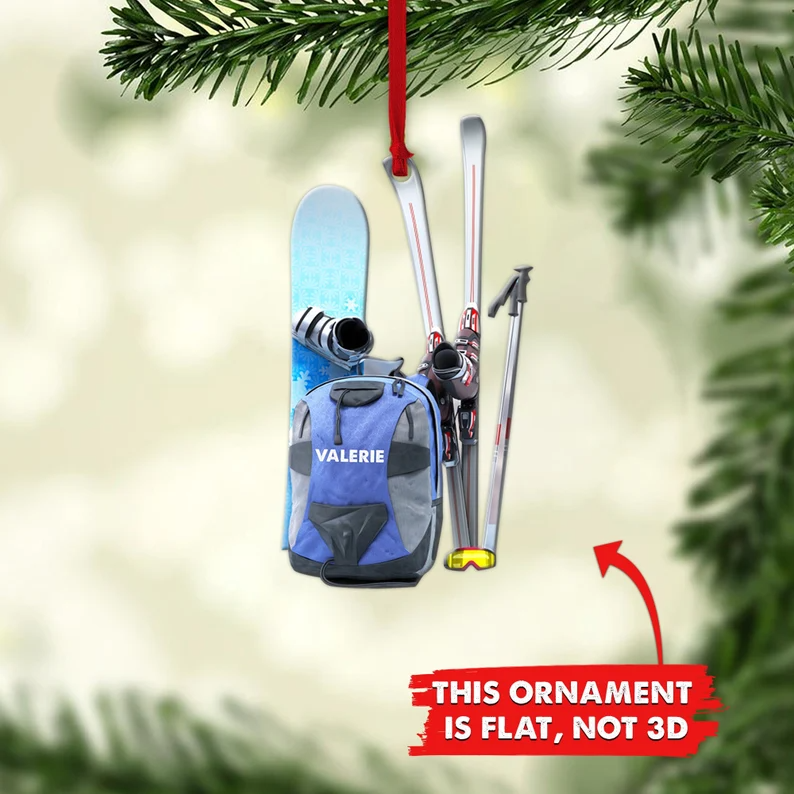 Snowboarding Skiing Personalized Flat Ornaments, Ornament Custom Winter Tourism, Winter Tourism Gift, Gift For Skier - Best gifts your whole family