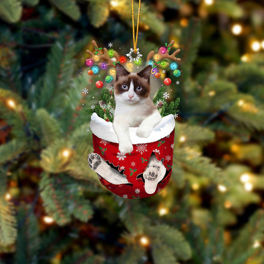 Snowshoe cat In Snow Pocket Christmas Ornament - Best gifts your whole family
