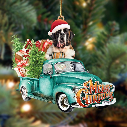 St Bernard-Green Truck Hanging Ornament - Best gifts your whole family