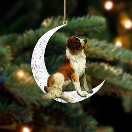 St Bernard-Sit On The Moon-Two Sided Ornament - Best gifts your whole family