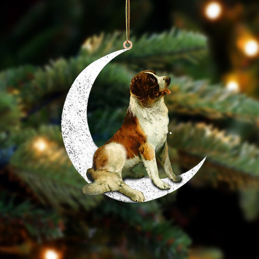 St Bernard Sit On The Moon Two Sided Ornament Dog Hanging Christmas Ornament - Best gifts your whole family