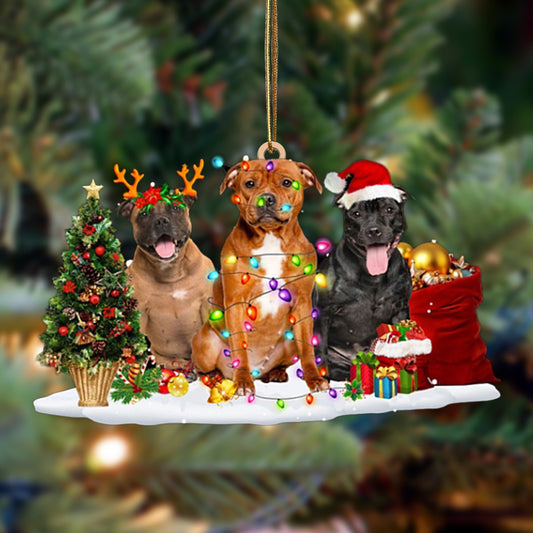 Staffordshire Bull Terrie-Christmas Dog Friends Hanging Ornament - Best gifts your whole family