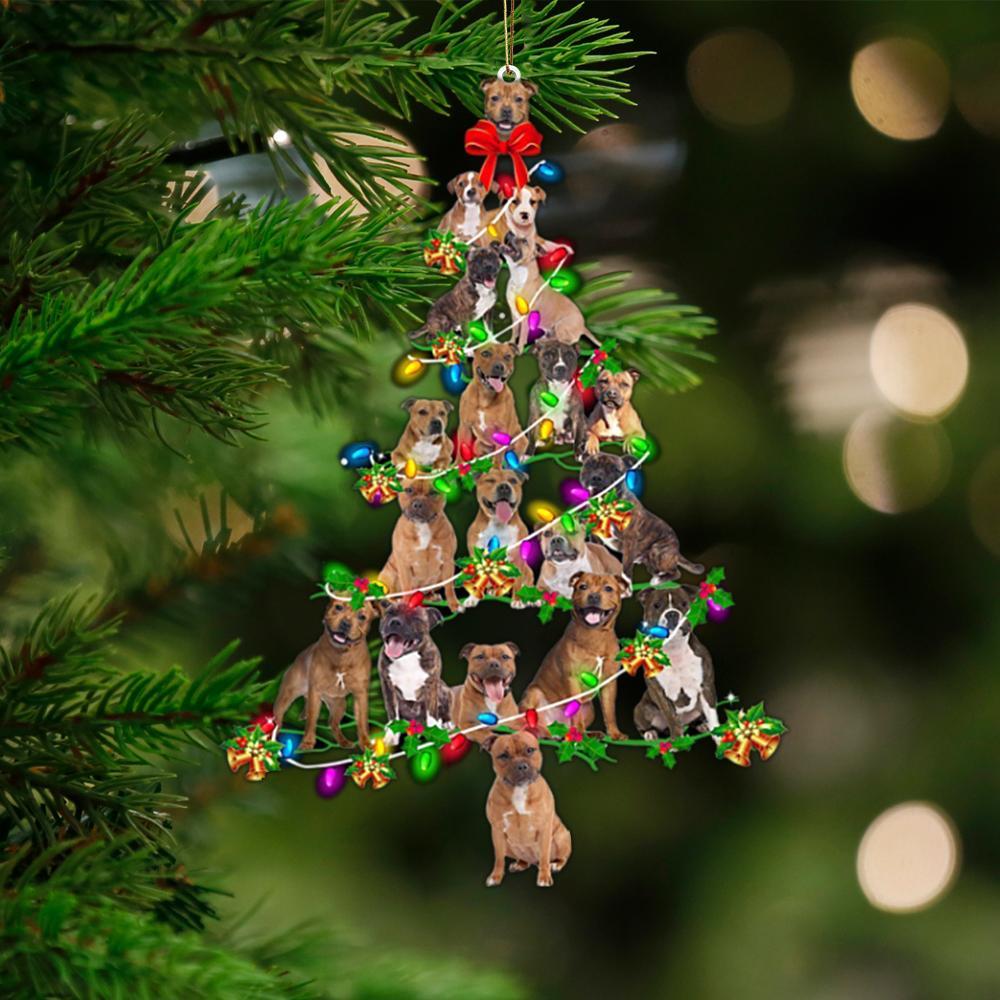 Staffordshire Bull Terrier-Christmas Tree Lights-Two Sided Ornament - Best gifts your whole family