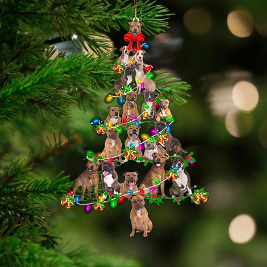 Staffordshire Bull Terrier-Christmas Tree Lights-Two Sided Ornament - Best gifts your whole family