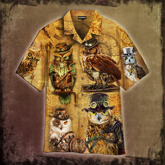 Steampunk Owl Hawaiian Shirt,Hawaiian Shirt Gift,Christmas Gift