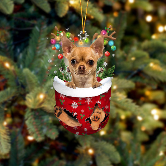 TAN Chihuahua In Snow Pocket Christmas Ornament Flat Acrylic Dog Ornament - Best gifts your whole family