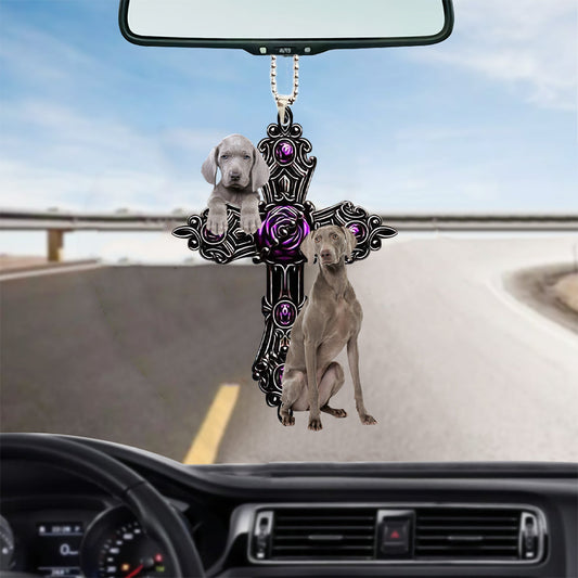 Weimaraner Pray For God Car Hanging Ornament Dog Pray For God Ornament Godmerc - Best gifts your whole family