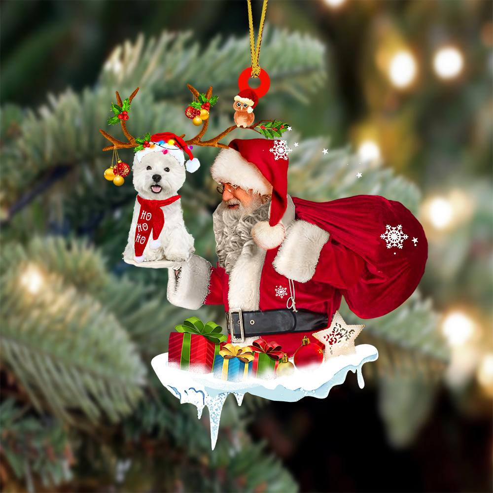 West Highland White Terrier And Santa Claus Christmas Ornament Godmerch - Best gifts your whole family
