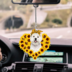 West Highland White Terrier-Sunflower Heart Gift Car Ornament - Best gifts your whole family