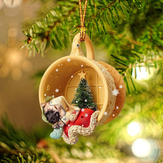 Wheaten Terrier Sleeping in a tiny cup Christmas Holiday-Two Sided Ornament, Christmas Ornament, Car Ornament - Best gifts your whole family