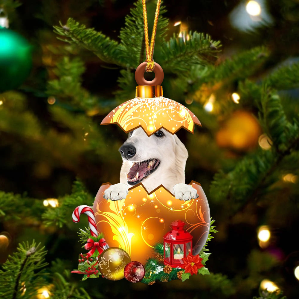 WHITE Borzoi In Golden Egg Christmas Ornament - Best gifts your whole family