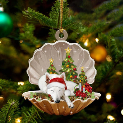 White German Shepherd-Sleeping Pearl In Christmas Two Sided Ornament - Best gifts your whole family