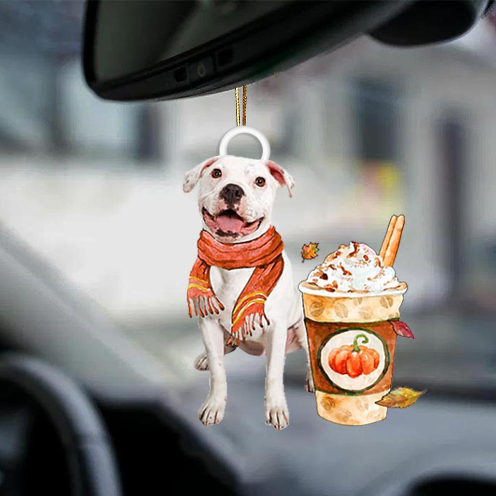 White Pitbull-Pumpkin Spice Kinda-Two Sided Ornament - Best gifts your whole family