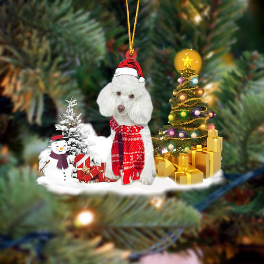 White Poodle Christmas Ornament Christmas Tree Hanging Acrylic Ornament Gift - Best gifts your whole family