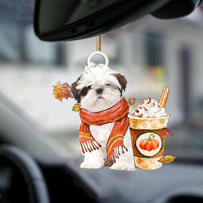 WHITE Shih Tzu-Pumpkin Spice Kinda-Two Sided Ornament - Best gifts your whole family