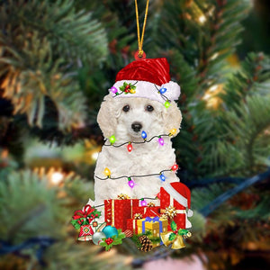 WHITE Toy Poodle-Dog Be Christmas Tree Hanging Ornament - Best gifts your whole family