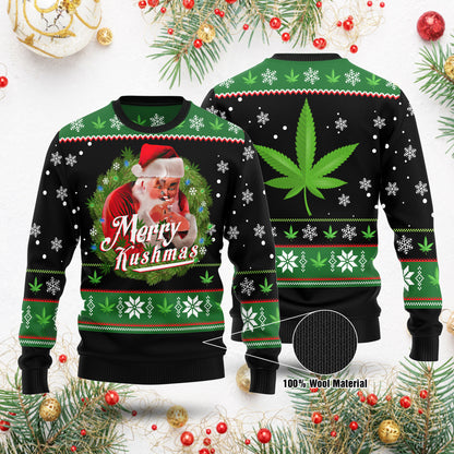 Hässlicher Cannabis-Weihnachtspullover, Lustiger Merry-Kushmas-Weihnachtspullover, Hässlicher Marihuanablatt-Pullover, Lustige Weihnachtsgeschenkidee