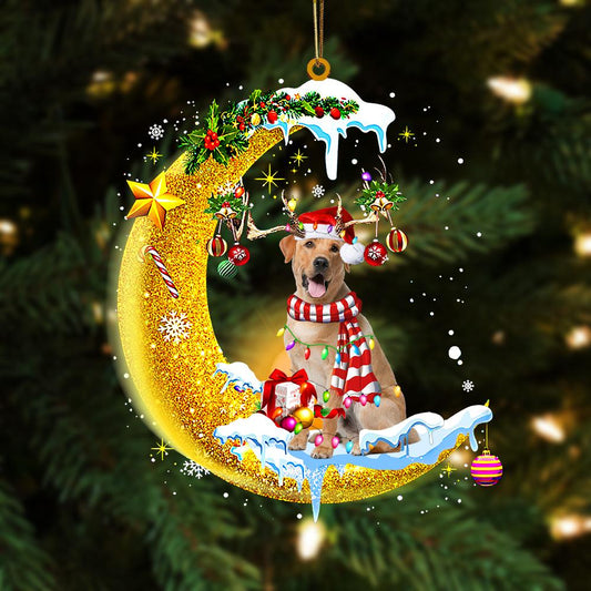 Yellow Labrador Retriever On The Moon Merry Christmas Hanging Ornament, Car Ornament, Christmas Ornament - Best gifts your whole family