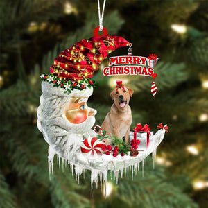 Yellow Labrador Retriever On The Moon Merry Christmas Hanging Ornament - Best gifts your whole family