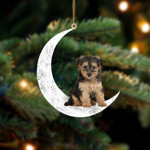 Yorkiepoo Sit On The Moon Two Sided Ornament Dog Hanging Christmas Ornament - Best gifts your whole family