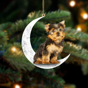 Yorkshire Terrier 2 Sit On The Moon Two Sided Ornament Dog Hanging Christmas Ornament - Best gifts your whole family