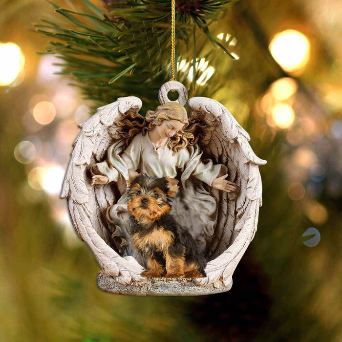 Yorkshire Terrier-Angel Hug Winter Love Two Sided Ornament - Best gifts your whole family