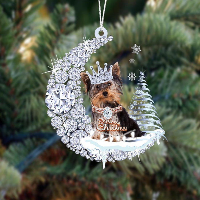 Yorkshire Terrier Diamond Moon Merry Christmas Ornament Christmas Gifts - Best gifts your whole family