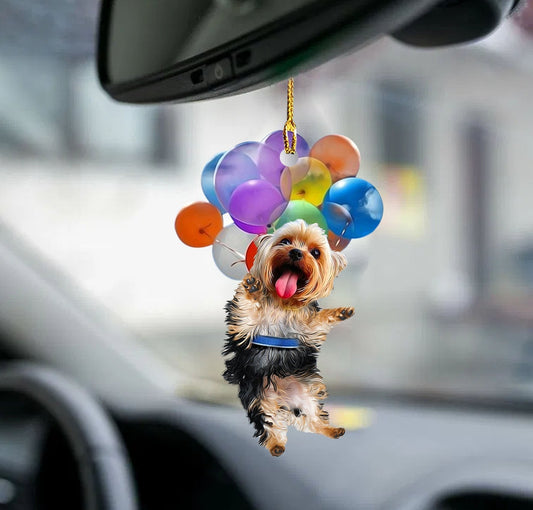 Yorkshire Terrier Dog Fly With Bubbles Car Ornament Dog Ornament Godmerc - Best gifts your whole family