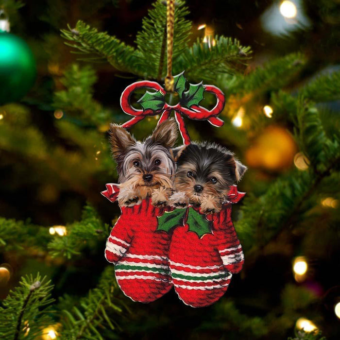 Yorkshire Terrier Inside Your Gloves Christmas Holiday-Two Sided Ornament Christmas 2022 Ornament Gift - Best gifts your whole family